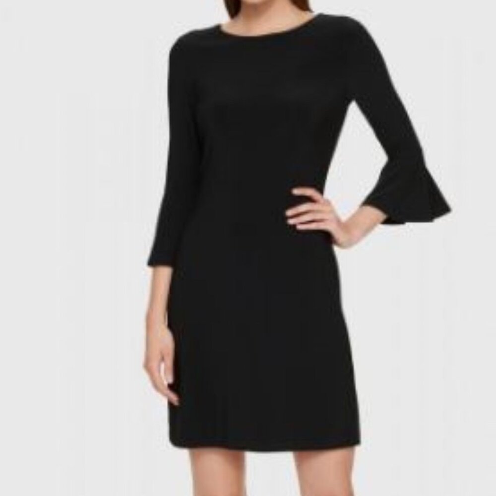 Tommy Hilfiger Women's Bell-Sleeve Black 35.5" Length Sheath Dress Size 4
